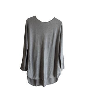 Joan Vass Women's L Cashmere Blend Tunic Sweater Gray Quiet Luxury Lagenlook